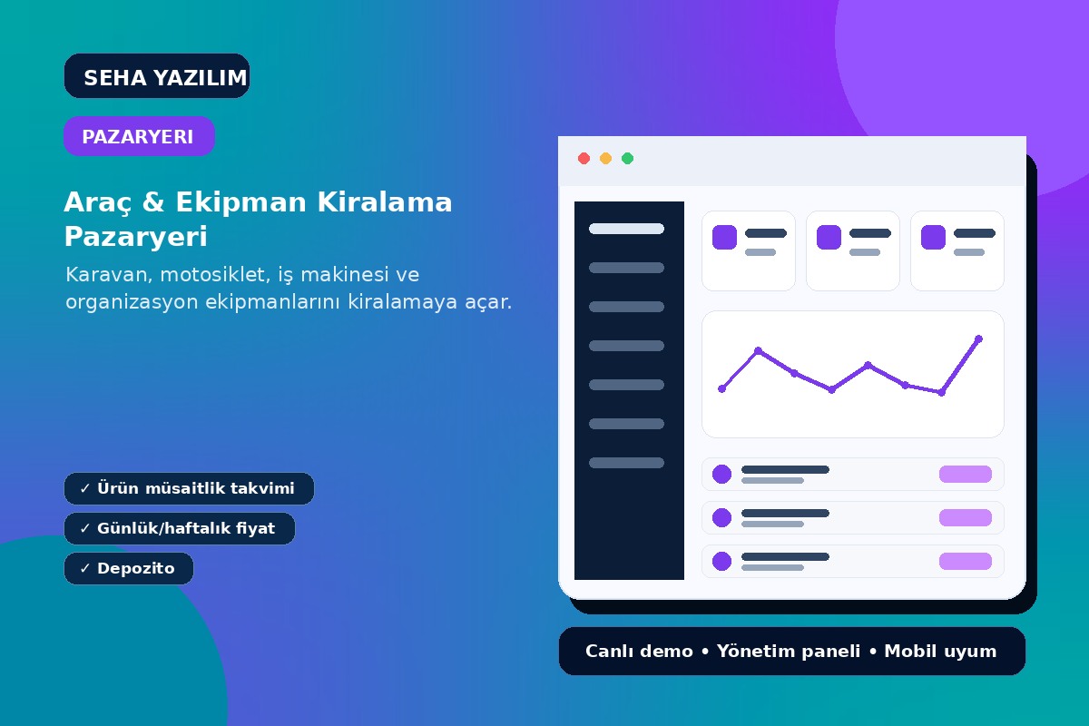 Araç & Ekipman Kiralama Pazaryeri açıklayıcı ürün görseli