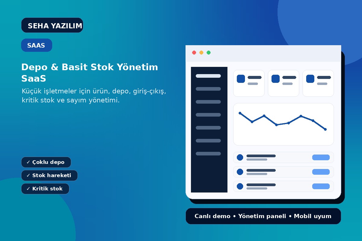 Depo & Basit Stok Yönetim SaaS açıklayıcı ürün görseli