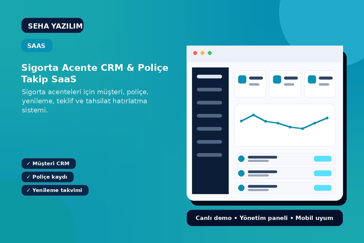 Sigorta Acente CRM & Poliçe Takip SaaS açıklayıcı ürün görseli